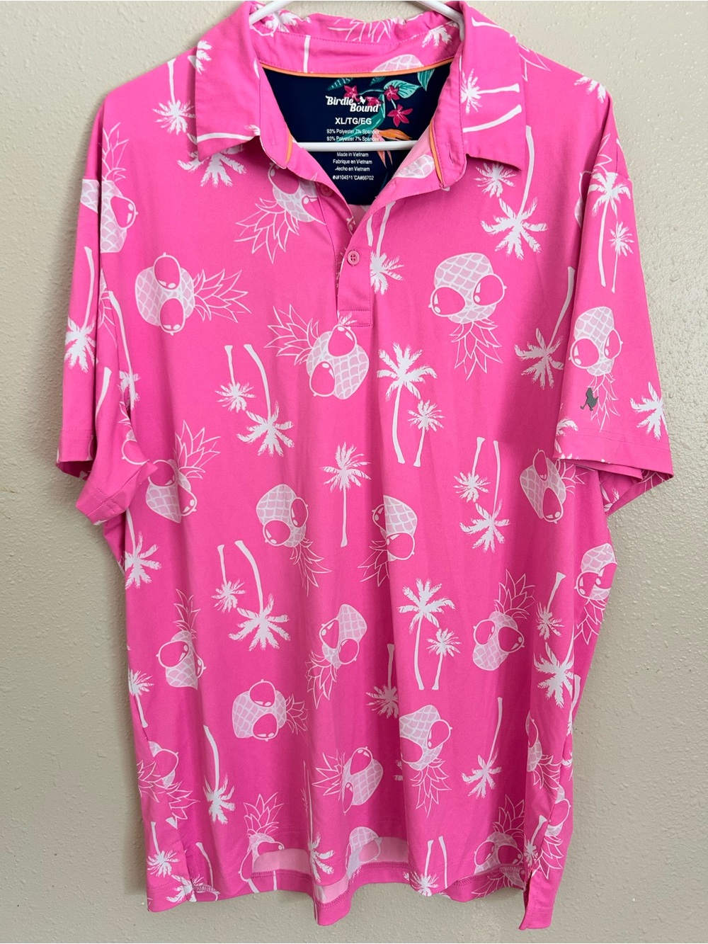 Birdies Pink Tropical Print Polo